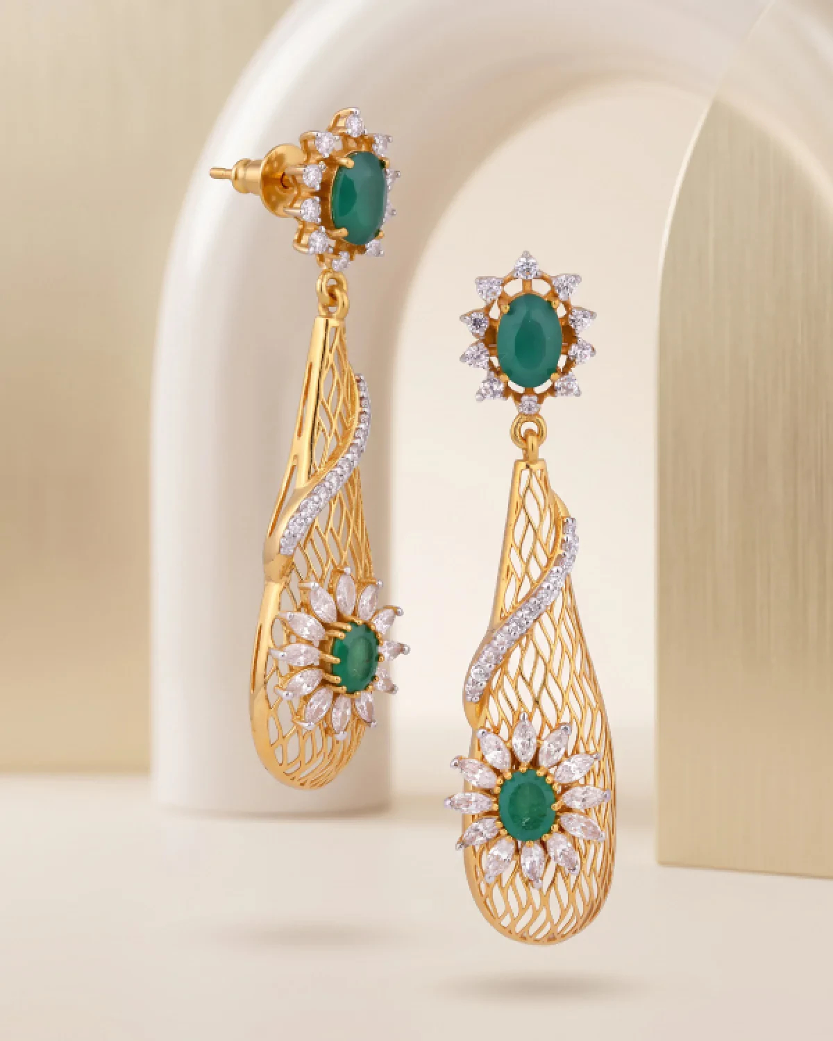 Emerald Leaf Danglers