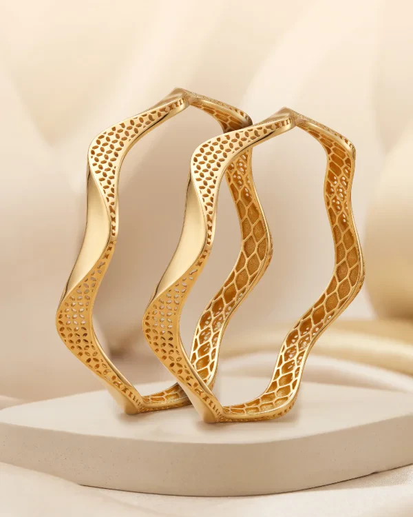 Ultra Light Cast Wave Bangle Pair